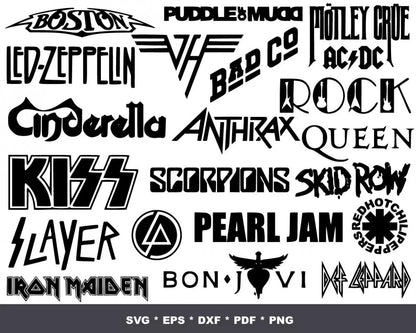 Rock Band Clipart Bundle, Rock Band PNG & SVG Cut Files for Cricut, Rock Band Silhouette Vector Cut Files