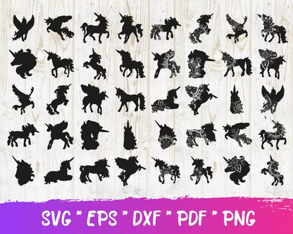 Unicorn Clipart Bundle, Unicorn SVG Cut Files for Cricut, Unicorn Silhouette Vector Cut Files
