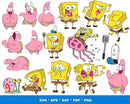 Spongebob Clipart Bundle, Spongebob Face SVG, Spongebob SVG For Cricut, Spongebob Silhouette Vector Cut Files