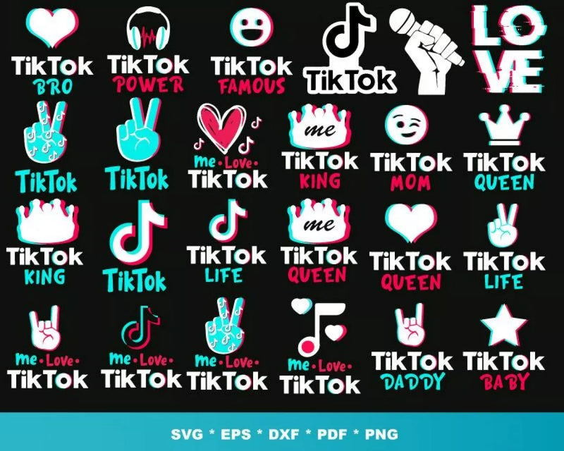 TikTok PNG & SVG Bundle, 1000+ Files For Cricut & Silhouette