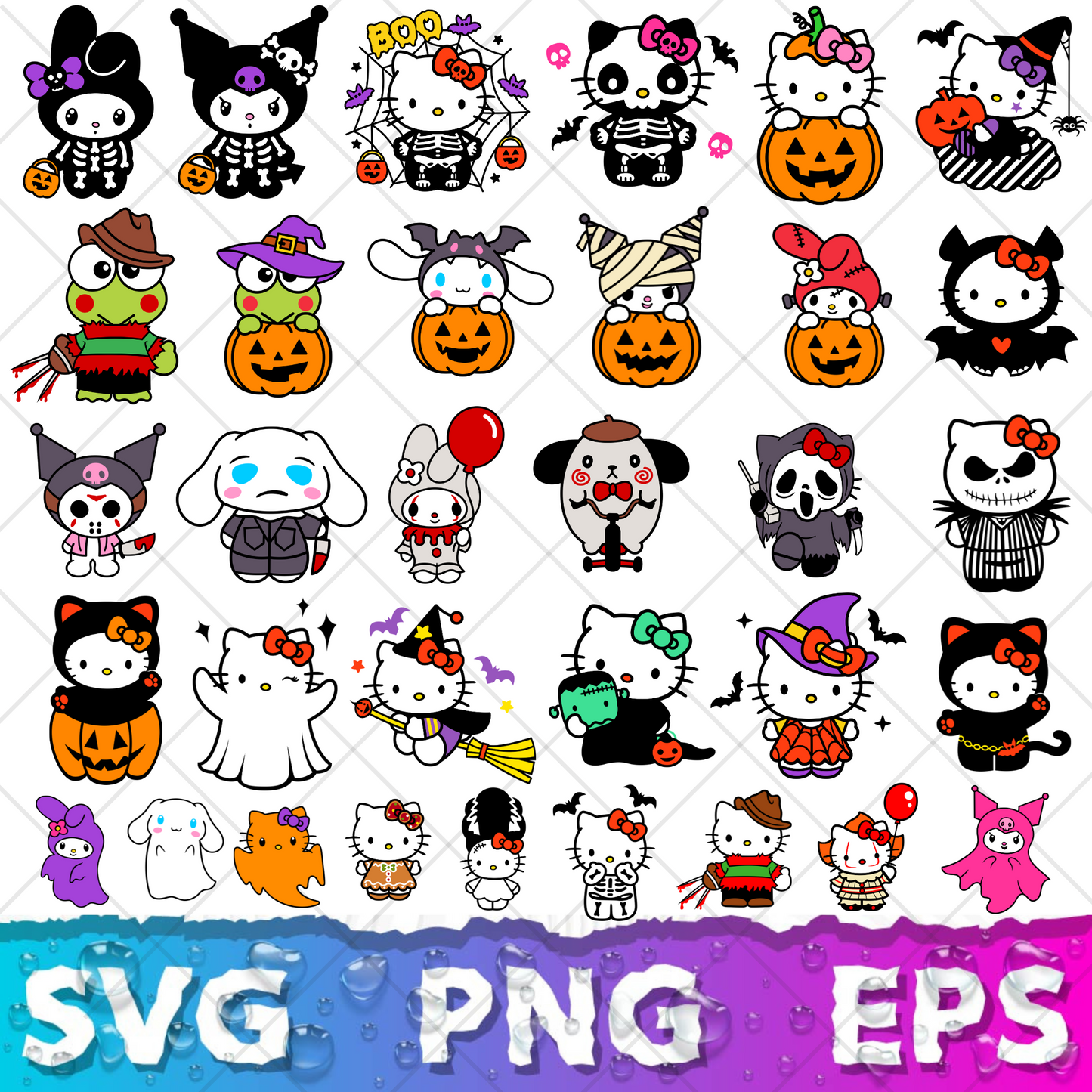 Hello Kitty SVG Bundle, Hello Kitty SVG for Cricut, Hello Kitty Silhouette Vector Cut Files Clipart Digital Bundle