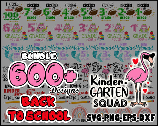 Back to school svg bundle 600+ svg, png, dxf, pdf