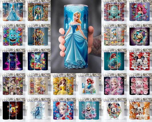 3D All Styles Cartoon 20oz Skinny Tumbler Bundle