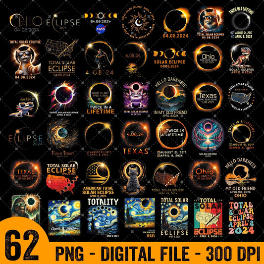 Total Solar Eclipse 2024 Bundle 60+ PNG