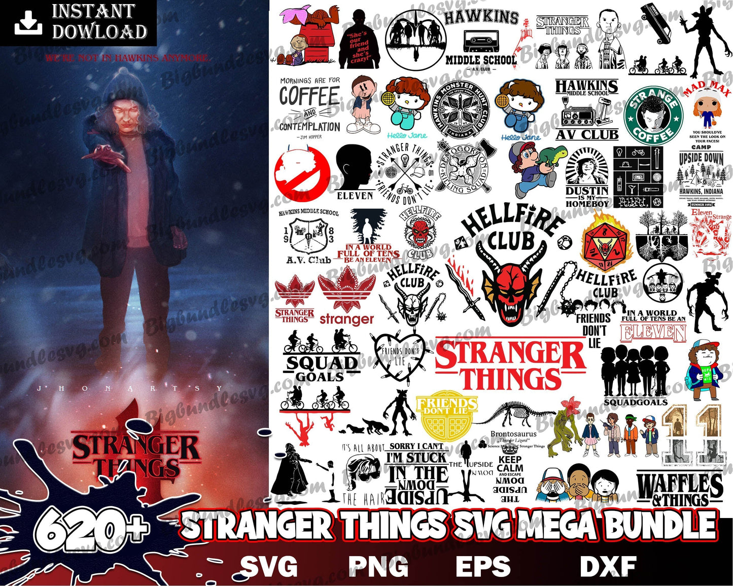 620+ Stranger Things SVG Bundle, Hellfire Club Svg, Stranger Things PNG Bundle