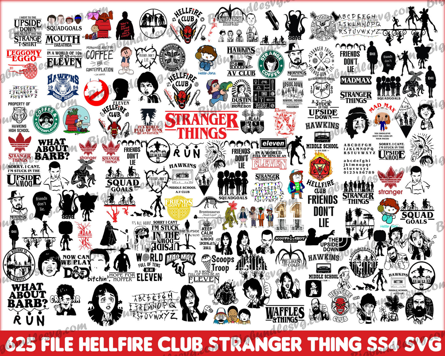 625+ Stranger Things SVG Bundle, Hellfire Club Svg - Digital download