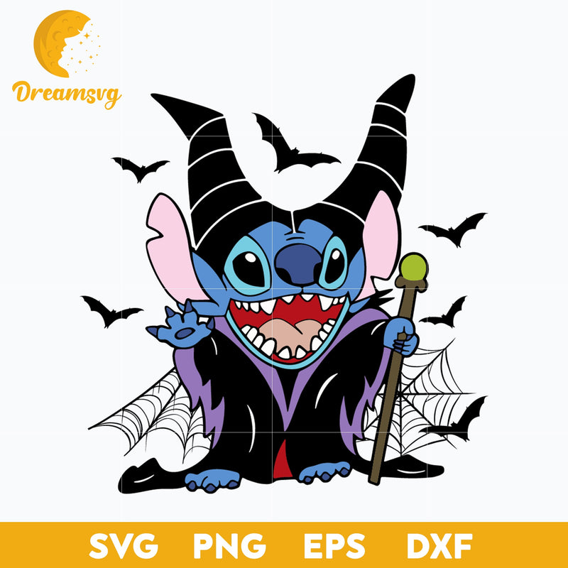 Halloween Maleficent Stitch SVG, Stitch Halloween SVG, PNG, DXF, EPS Digital File.