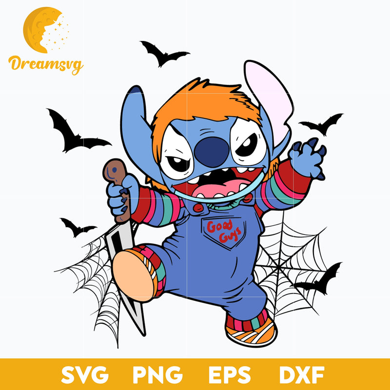 Chucky Good Guys SVG, Halloween Chucky Stitch SVG, Stitch Halloween SVG, PNG, DXF, EPS Digital File.