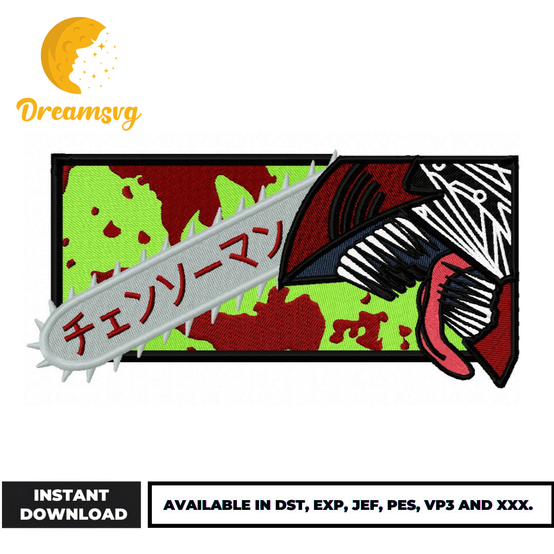 Chainsaw Man embroidery design, Chainsaw Man embroidery