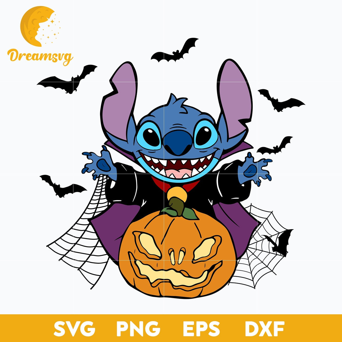 Stitch Vampire SVG, Dracula Stitch Halloween SVG, Stitch Halloween SVG, PNG, DXF, EPS Digital File.