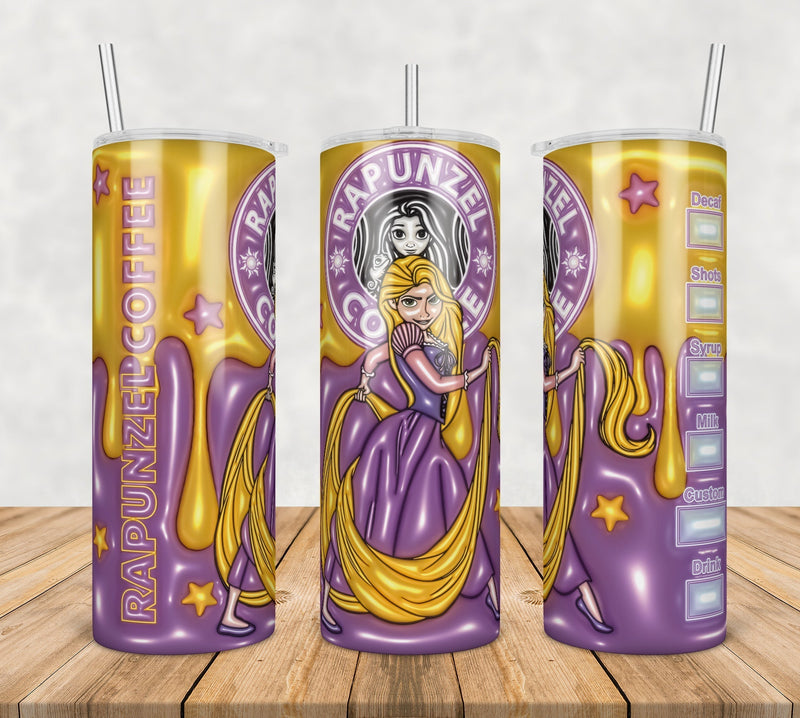 Princess Rapunzel Inflated 3D Tumbler Wrap Png, SG10072369