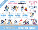 Bluey Birthday SVG, Bluey Birthday Clipart, Bluey Alphabet SVG Cut Files for Cricut / Silhouette, PNG Vector Files
