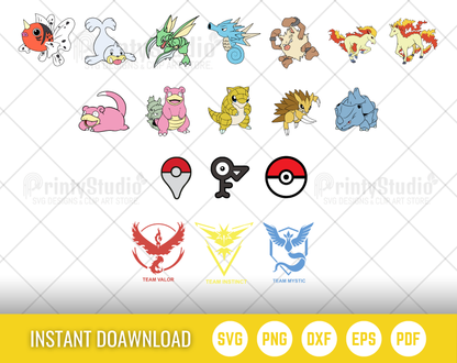 Pokemon SVG Bundle, Pokemon Birthday SVG, Pokemon Alphabet SVG, Clipart PNG Vector Files