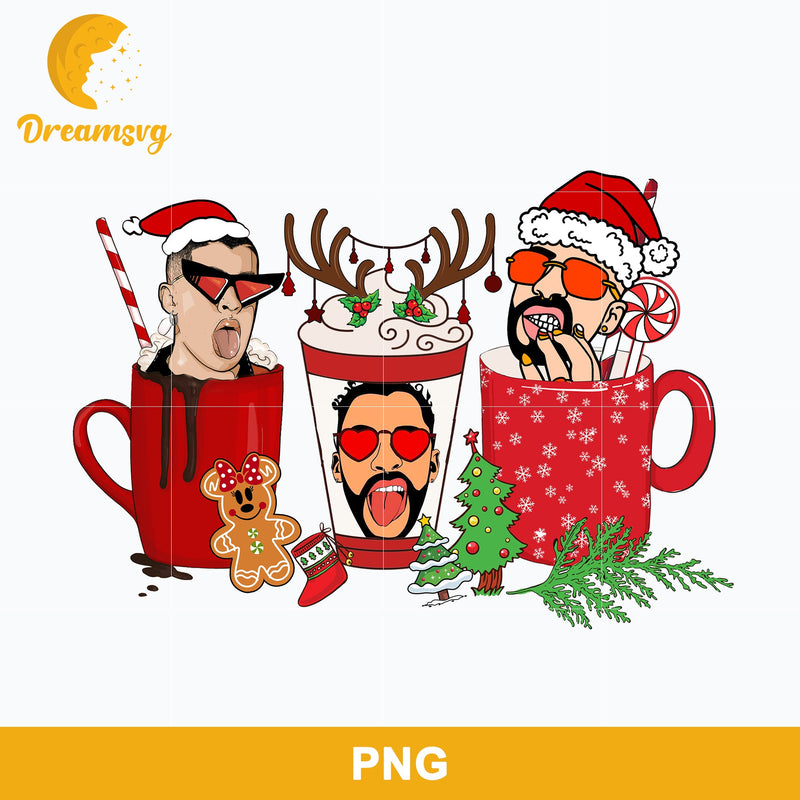 Bad Bunny Christmas Coffee Png, Bad Bunny Halloween Png.