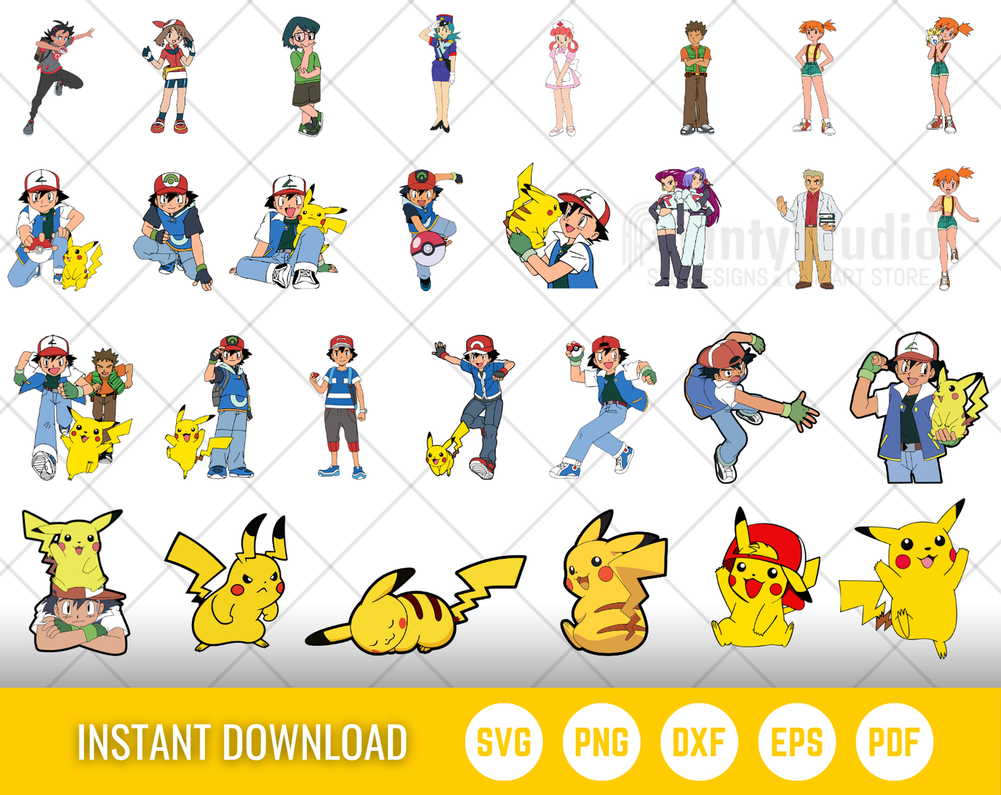 Pokemon 300 Cliparts Bundle, Pokemon SVG cut files for Cricut / Silhouette, PNG, DXF, instant download