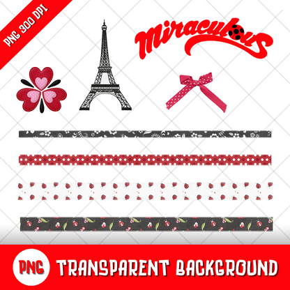 Miraculous Ladybug Clipart Bundle, Miraculous Transparent PNG, Designs for Decoration / Sublimation, Instant download