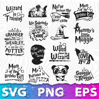 Harry Potter Clipart Bundle, Harry Potter SVG Cut Files for Cricut / Silhouette, Harry Potter Alphabet PNG Vector Files