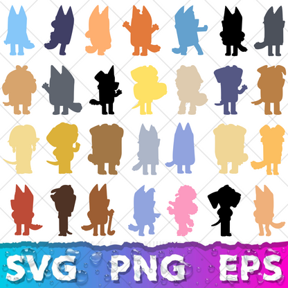 Bluey SVG & PNG Bundle - 850+ Bluey Family Clipart for Cricut & Silhouette, Sublimation, Stickers, Instant Download, Tshirt | Mug, Decals