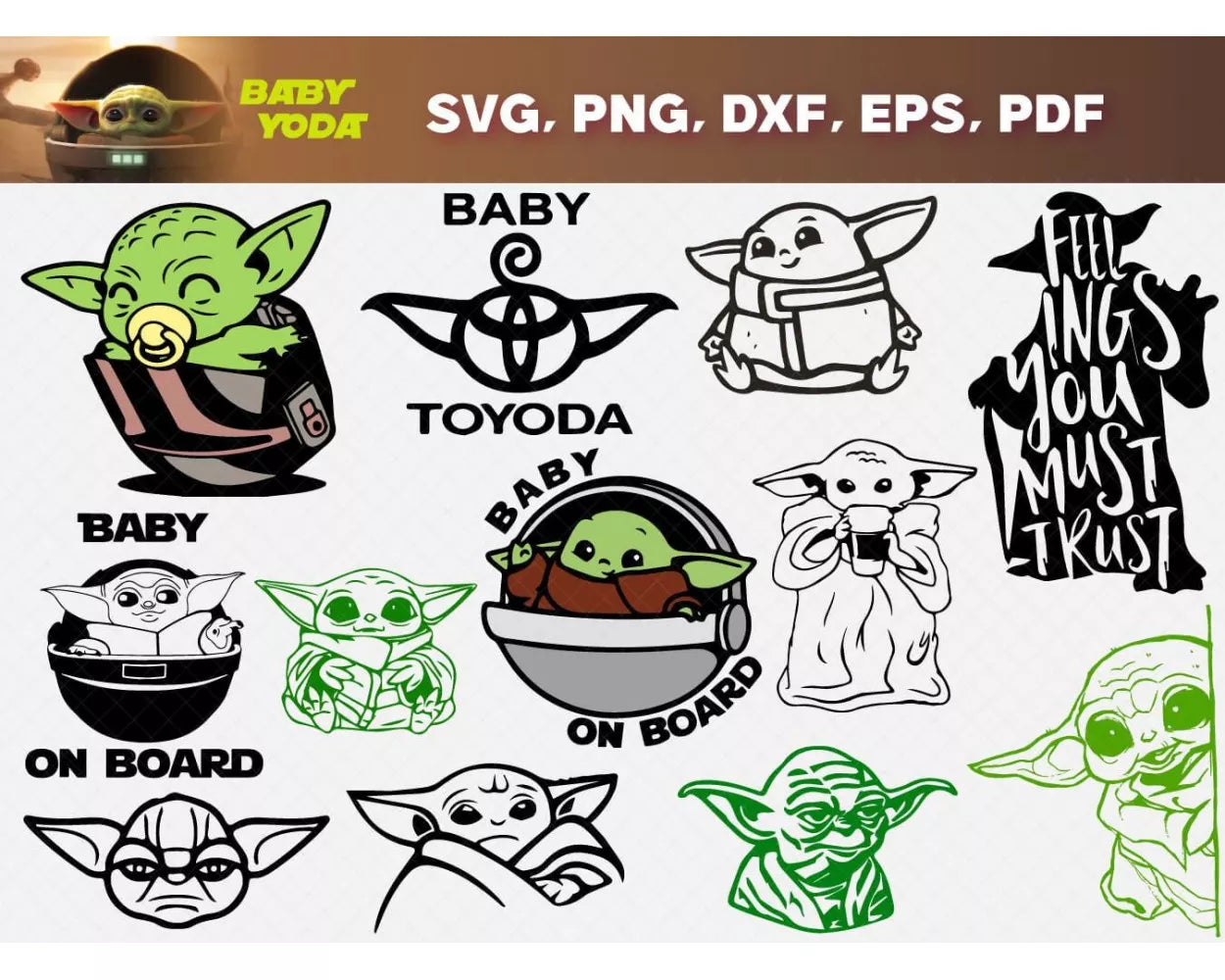 Baby Yoda Svg Bundle, Baby Yoda Svg, Baby Yoda Png, Baby Yoda Clipart, Baby Yoda Svg Cut files