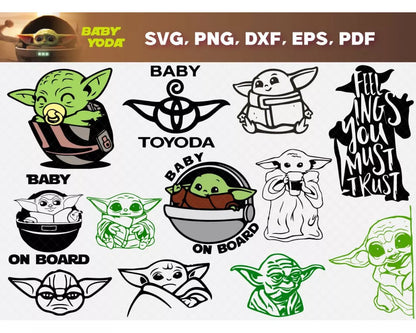 Baby Yoda Svg Bundle, Baby Yoda Svg, Baby Yoda Png, Baby Yoda Clipart, Baby Yoda Svg Cut files