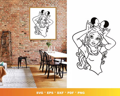 Princess Belle Svg, Princess Belle Silhouette Svg, Princess Belle Clipart Bundle