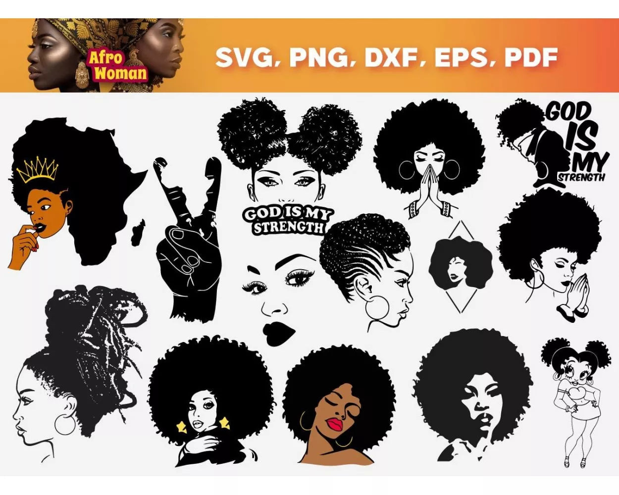 Afro Woman Svg Cut Files For Cricut & Silhouette