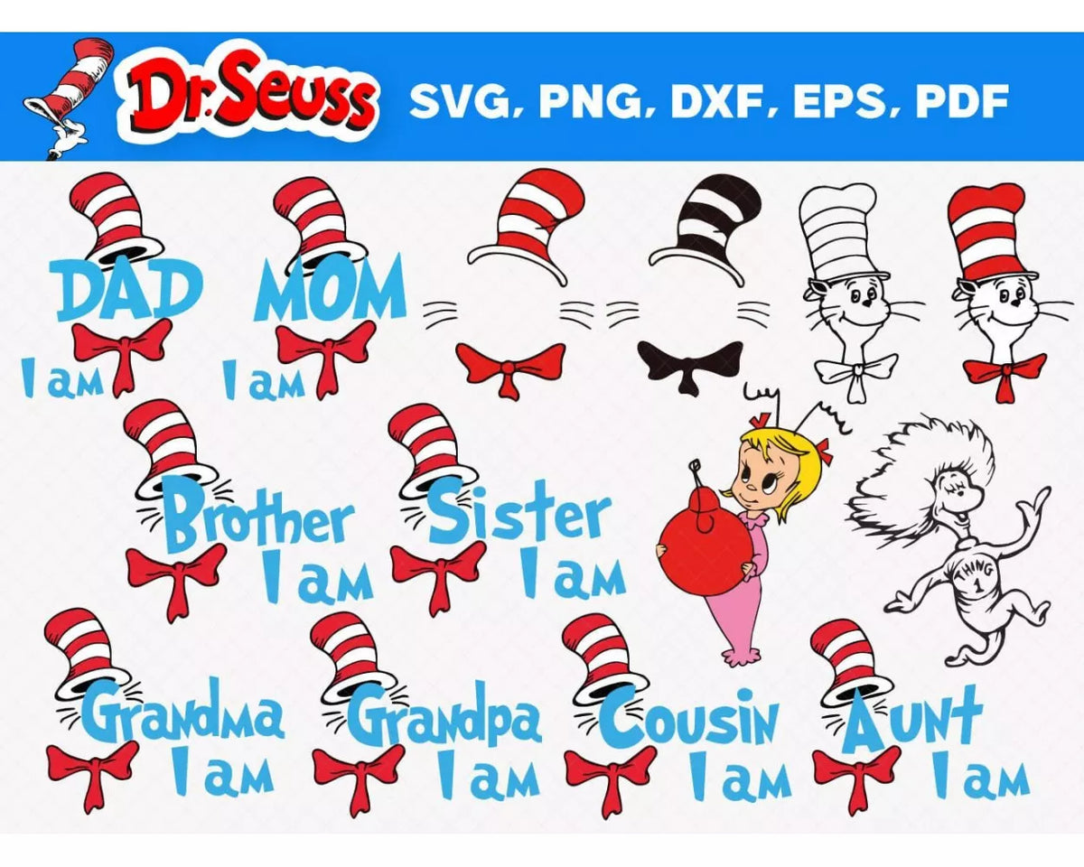 Dr Seuss SVG, Dr Seuss SVG Cricut, Dr Seuss Hat PNG, Dr Seuss SVG  Cut Files, Dr Seuss Clipart Bundle