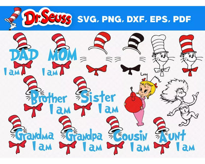 Dr Seuss SVG, Dr Seuss SVG Cricut, Dr Seuss Hat PNG, Dr Seuss SVG  Cut Files, Dr Seuss Clipart Bundle