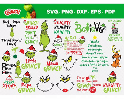 Merry Grinchmas SVG, Grinch Christmas Clipart, Grinch SVG Cricut, Merry Grinchmas Silhouette Vector Cut Files