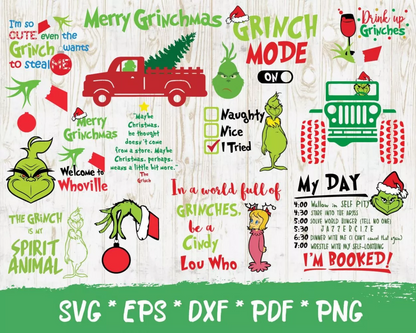 Grinch Christmas Svg, The Grinch Face Svg, Grinch Christmas Png, Merry Grinchmas SVG Cricut, Silhouette Vector Cut Files