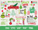 Grinch Christmas Svg, The Grinch Face Svg, Grinch Christmas Png, Merry Grinchmas SVG Cricut, Silhouette Vector Cut Files
