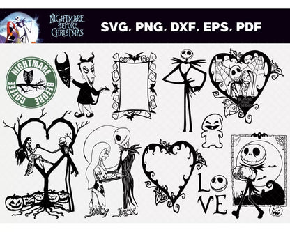 Jack Skellington SVG, Nightmare Before Christmas SVG Files For Cricut, Nightmare Before Christmas PNG Transparent