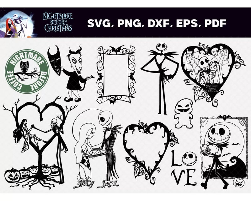 Jack Skellington SVG, Nightmare Before Christmas SVG Files For Cricut, Nightmare Before Christmas PNG Transparent