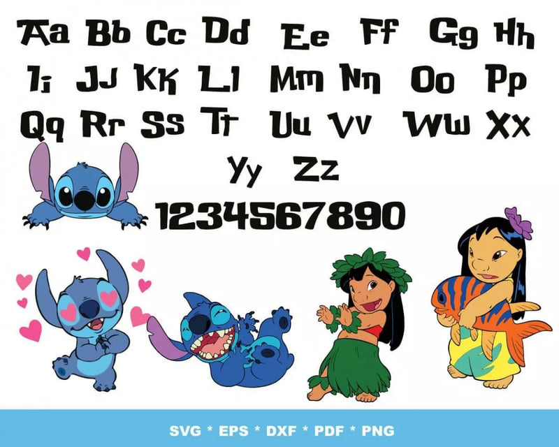 Lilo & Stitch Clipart Bundle, PNG & SVG Files for Cricut & Silhouette