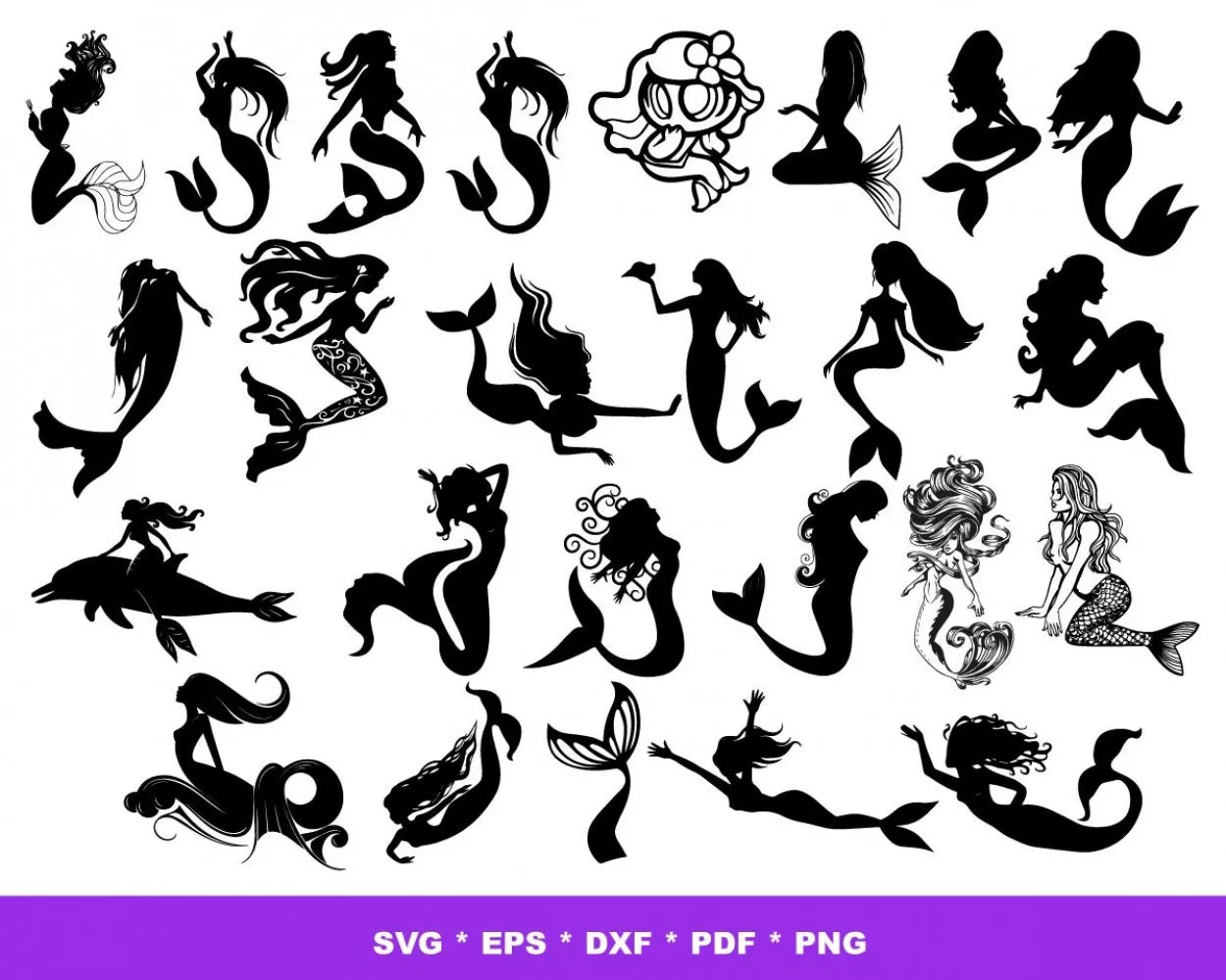 Ariel Little Mermaid Clipart Bundle - Mermaid Svg Cut Files