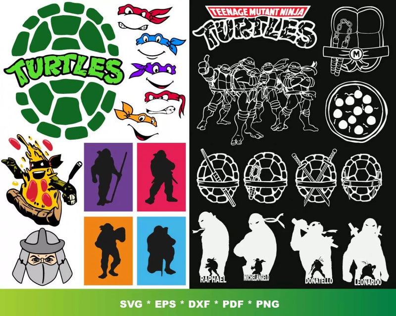 Ninja Turtles Clipart Bundle, Ninja Turtles SVG For Cricut, Ninja Turtles SVG, Ninja Turtles Silhouette Vector Cut Files