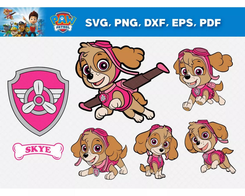 Skye Paw Patrol SVG, Chase Paw Patrol SVG, Marshall SVG For Cricut, Sesame Street Characters Clipart Bundle