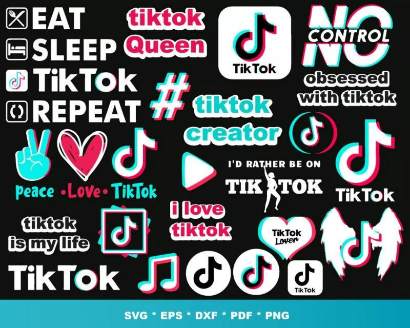 TikTok PNG & SVG Bundle, 1000+ Files For Cricut & Silhouette