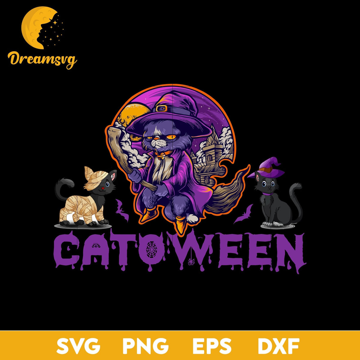 Catoween Halloween svg, Halloween svg, png, dxf, eps digital file.