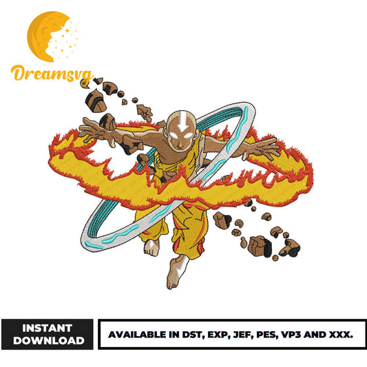 Aang embroidery design, avatar embroidery