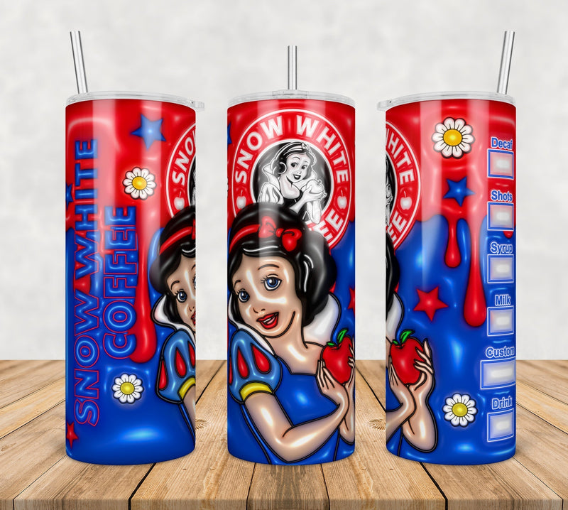 Princess Snow White Inflated 3D Tumbler Wrap Png, SG10072372