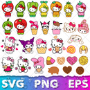 Hello Kitty SVG Bundle, Hello Kitty SVG for Cricut, Hello Kitty Silhouette Vector Cut Files Clipart Digital Bundle