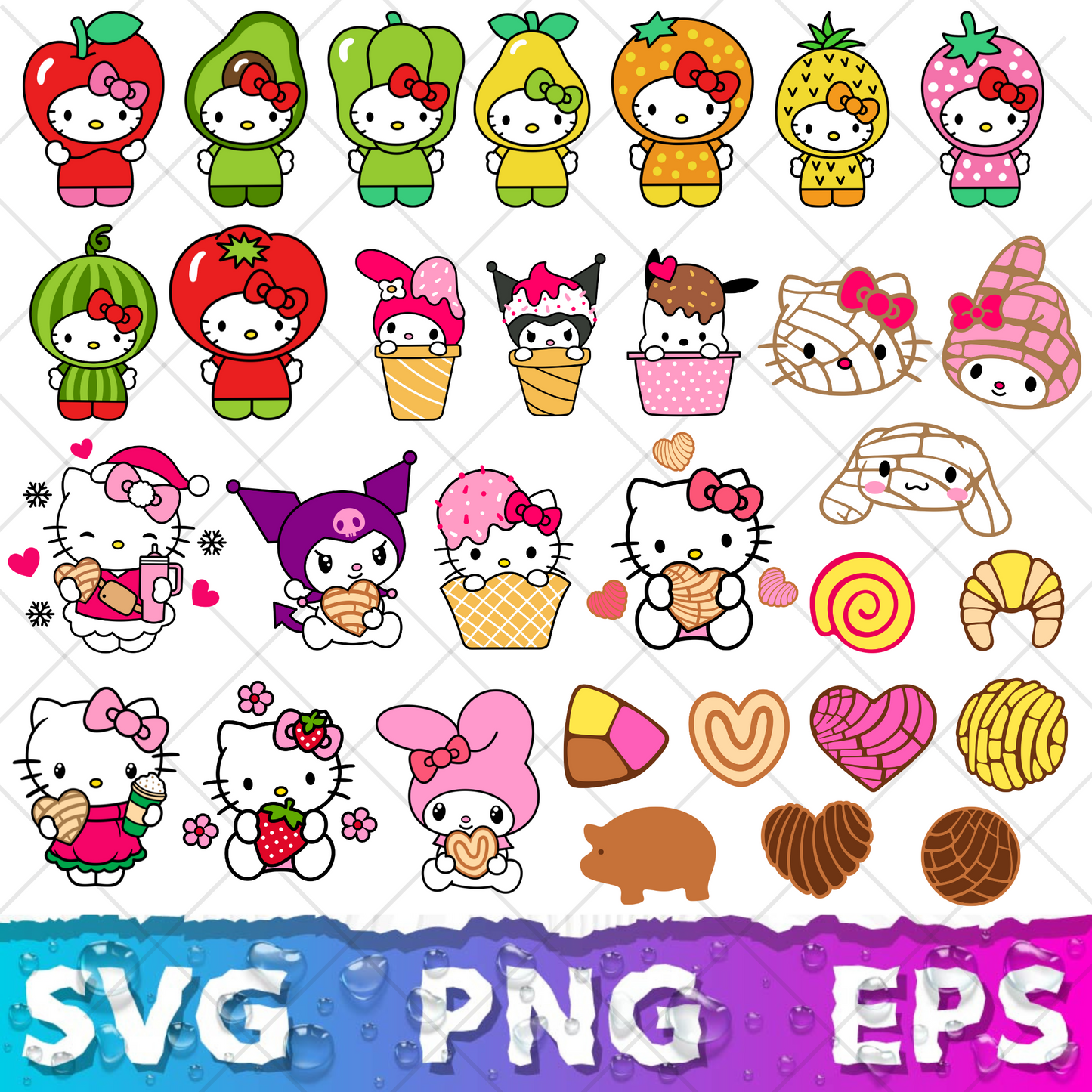 Hello Kitty SVG Bundle, Hello Kitty Clipart for Cricut & Silhouette, Hello Kitty PNG SVG Cut Files - Digital Bundle