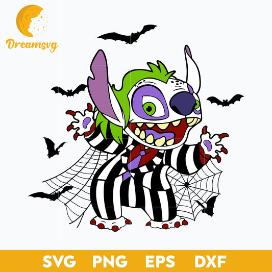 Beetlejuice Stitch SVG, Stitch Beetlejuice Horror Halloween SVG, Stitch Halloween SVG, PNG, DXF, EPS Digital File.
