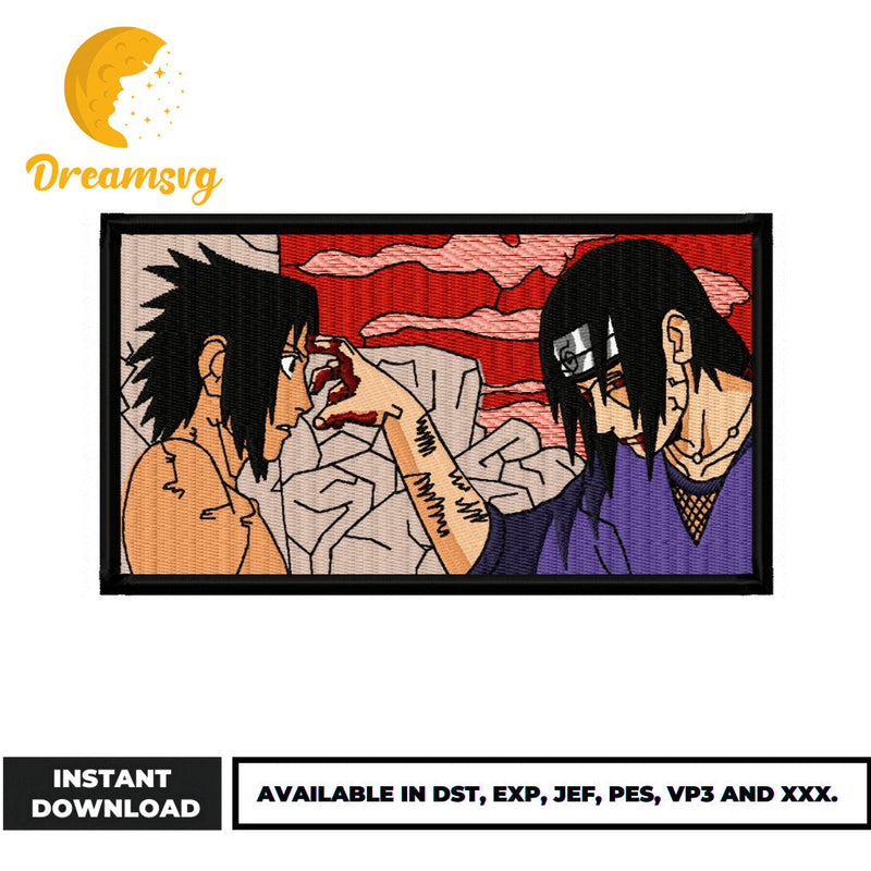 Itachi Sasuke finger embroidery design, Naruto embroidery