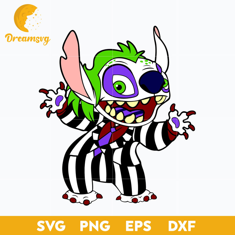 Beetlejuice Stitch SVG, Horror Stitch Beetlejuice SVG, Stitch Halloween SVG, PNG, DXF, EPS Digital File.