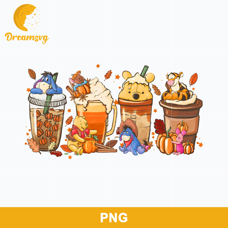 Winnie The Pooh Coffee Halloween Png, Pooh Halloween Coffee Latte Png, Halloween Coffee Png