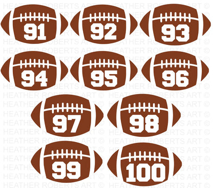 Football Numbers SVG Bundle, Cliparts for Cricut / Silhouette