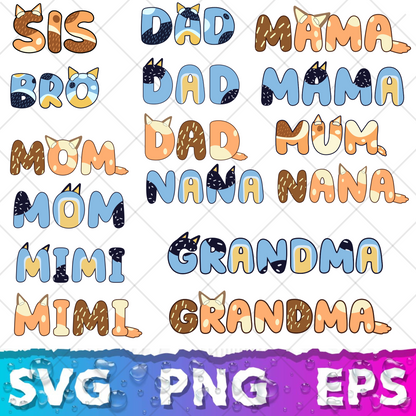 Bluey SVG & PNG Bundle - 850+ Bluey Family Clipart for Cricut & Silhouette, Sublimation, Stickers, Instant Download, Tshirt | Mug, Decals