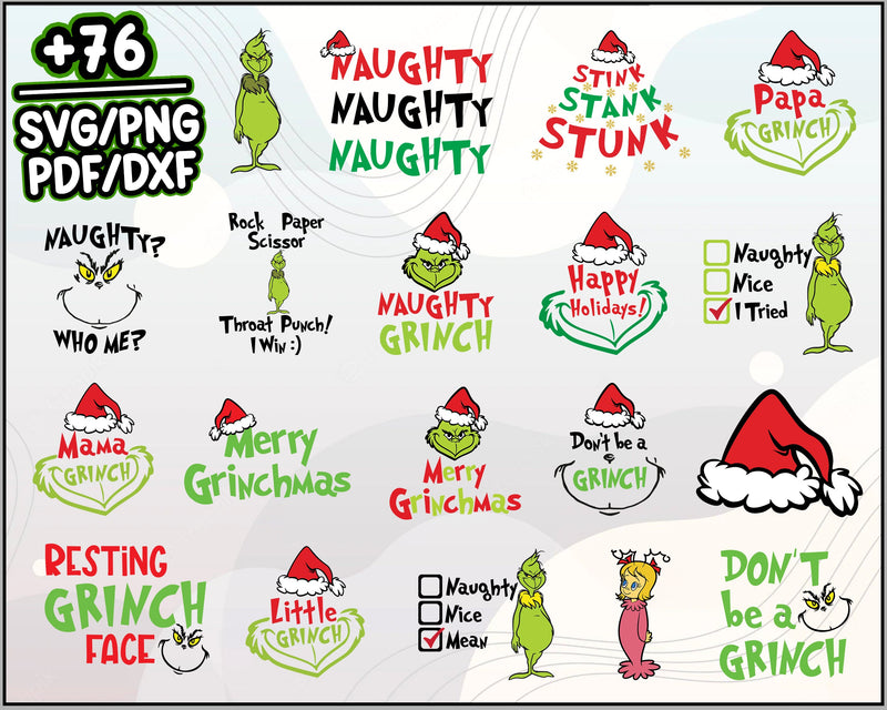 76+ Christmas The Grinch Bundle SVG, Christmas SVG, PNG DXF EPS File.